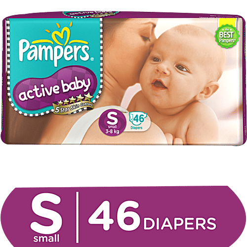 Buy Pampers Active Baby Diapers Small (3-8 Kg) 46 pcs Online at