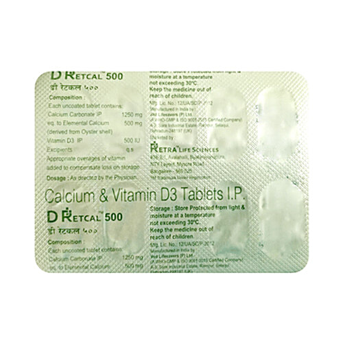 Buy D Retcal D Retcal 500 Tablet Online at Best Price of Rs 68.3 ...