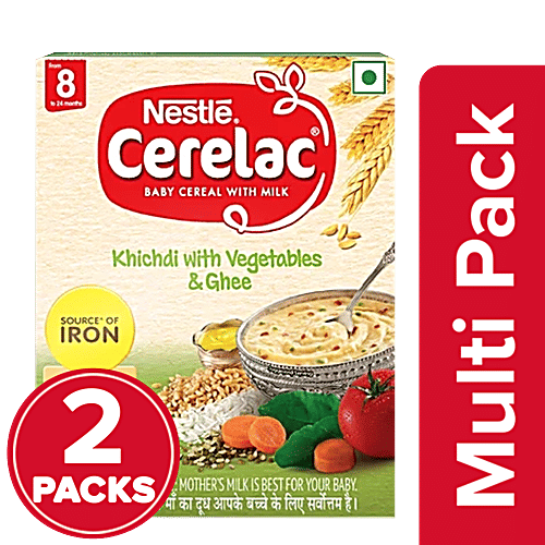 Nestle Cerelac Khichdi With Vegetables Ghee Baby Cereal With Milk For  8-24 Months, 2x300 g - Main Image