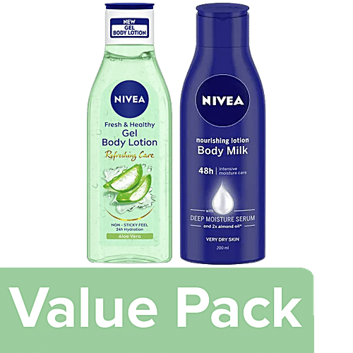 Buy Nivea Aloe Vera Gel Body Lotion, 200 ml + Body Milk Nourishing Lotion,  200 ml Online at Best Price of Rs null - bigbasket