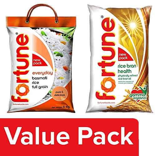 Buy Fortune Fortune Everyday Basmati Rice 5 kg + Rice Bran Oil 2x1 L ...
