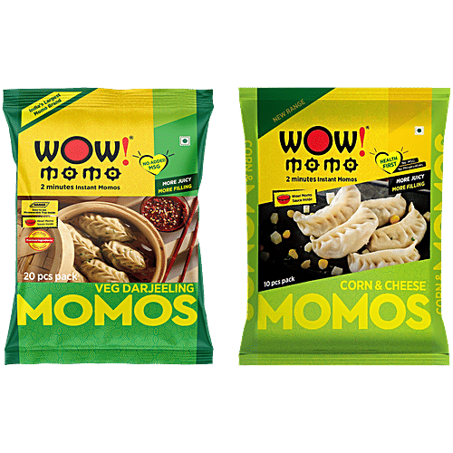 Buy Wow! Momo Darjeeling Veg Momos, 20 pcs + Corn & Cheese Momos