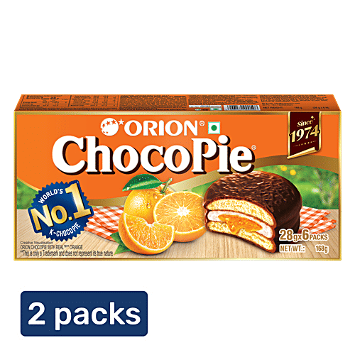 Buy Orion Orange Choco-Pie - Centre-Filled Biscuit Online at Best