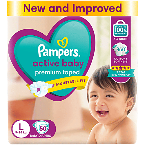 Pampers Active Baby Taped Diapers L, 50 pcs