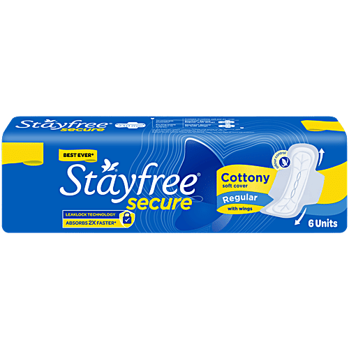 STAYFREE Sanitary Pads - Secure Cottony Soft With Wings, 18 pcs