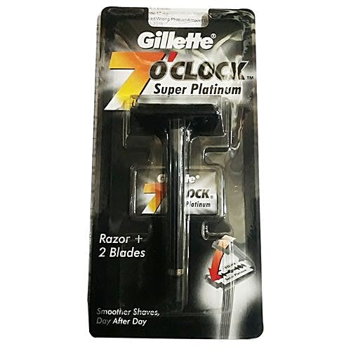 Gillette 7 O Clock Razor and Blades - Super Platinum, 1 pc