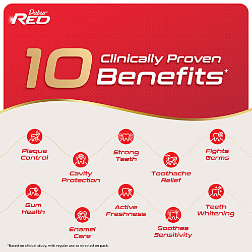 Dabur Red Toothpaste (200G+100G+)=300G (With Free Toothbrush)