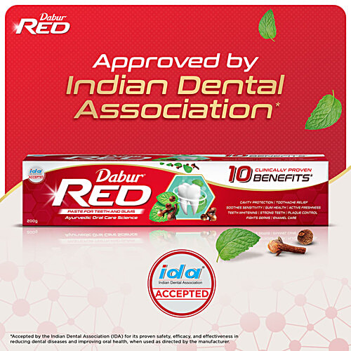 Dabur Red Toothpaste (200G+100G+)=300G (With Free Toothbrush)