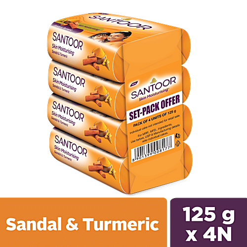 Santoor Bathing Soap Sandal Turmeric 125 Gm+4N