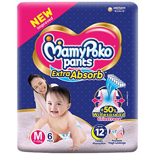 Buy Mamypoko Pants Style Diapers Medium 12 Kg Pcs Pouch Online