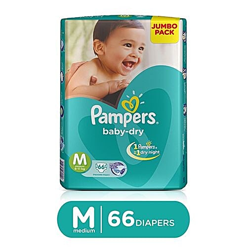 Buy Pampers Disposable Diapers Medium 11 Kg 66 Pcs Online At
