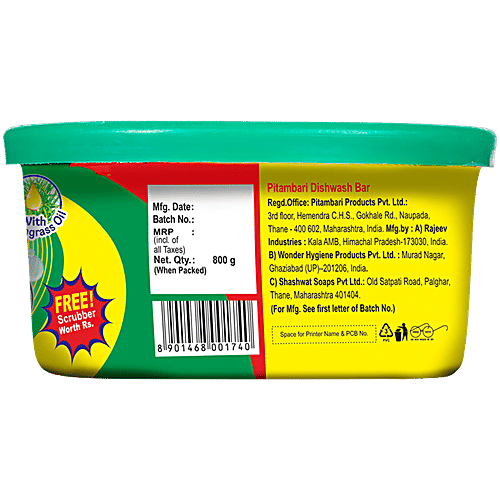 Pitambari antibacterial And dishwash Bar with Scrub 800G Con
