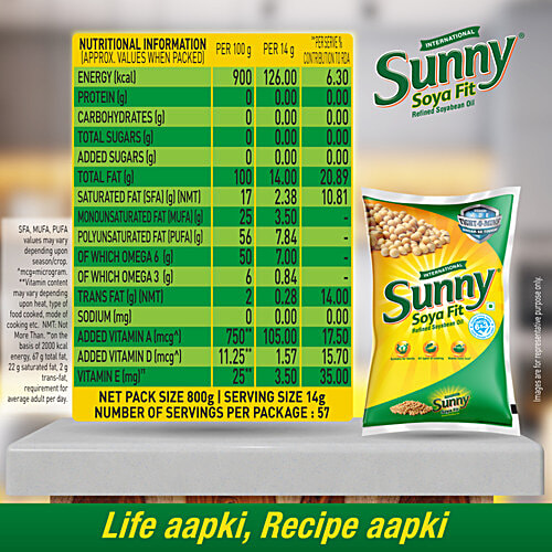 Sunny Soya Fit Refined Soyabean Oil 800 Gm
