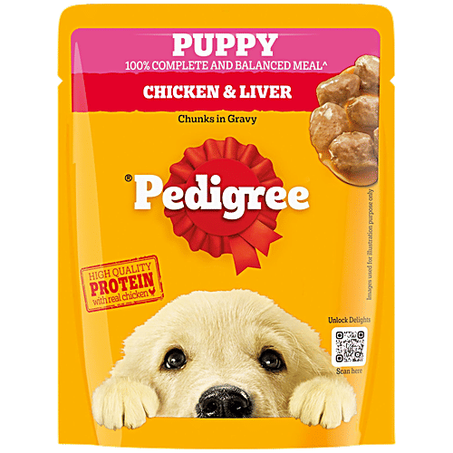 Pedigree Chicken Liver Chunks In Gravy Puppy Wet Dog Food, 70 g