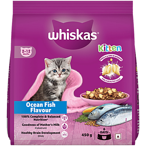 Whiskas Ocean Fish Flavour Mother Cat Kitten Dry Food 2-12 Months, 450 g