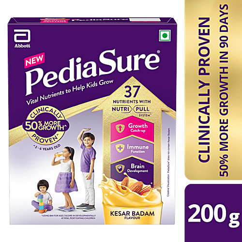 Pediasure Nutrition Drink Powder Kesar Badam Flavour, Nutrition For Kids  Growth, 200 g