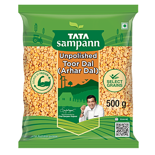 Tata Sampann Unpolished Toor / Arhar Dal 500 Gm