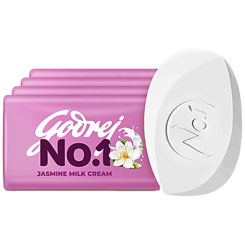 Godrej No.1 Jasmine & Milk Cream Bathing Soap, (5 x 100 g)