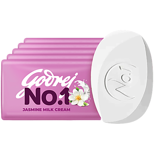 Godrej No.1 Jasmine & Milk Cream Bathing Soap, 100 g+5N