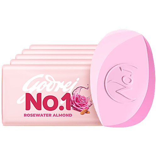 Godrej Rosewater Almond Bathing Soap, With Natural Oils, 100 g