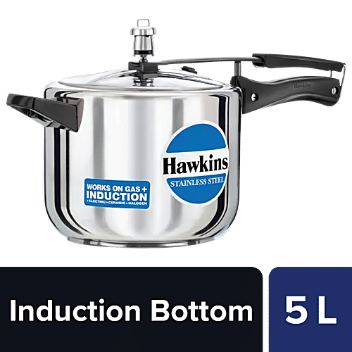 Hawkins Stainless Steel Inner Lid Pressure Cooker Induction Base, With  Handle, Silver, HSS50, L