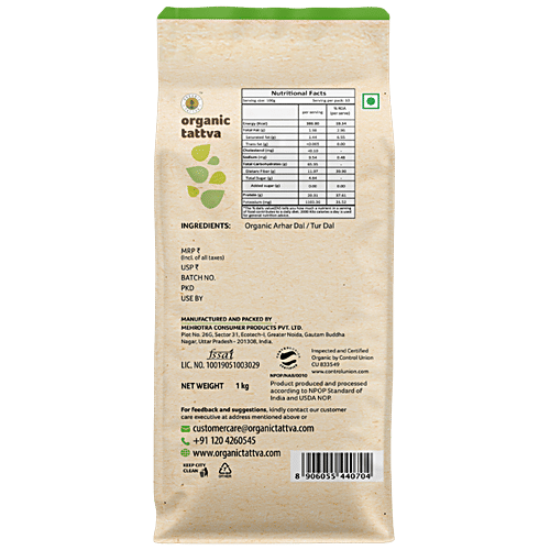 Organic Tattva Arhar / Tur Dal 1 Kg