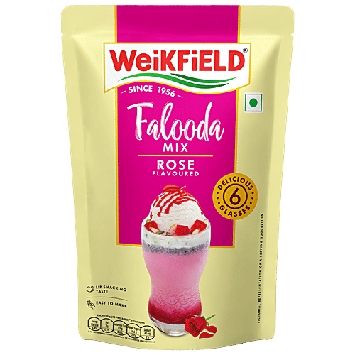 Weikfield Falooda Mix - Rose Mix, Rich, Smooth & Creamy Texture, Delicious & Refreshing Taste, Instant Falooda Mix, 200 g Pouch