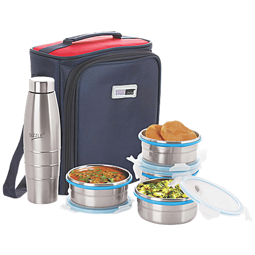Steel Lock Stainless Steel Lunch Box With Steel Bottle Insulated Bag  HL-1361, pcs