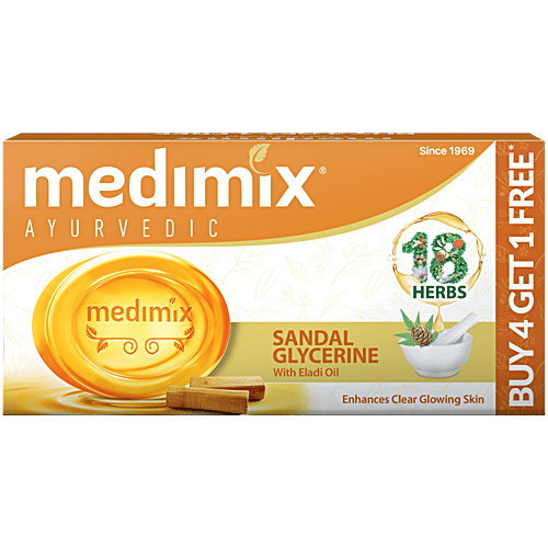 Medimix Ayurvedic Sandal Soap 125 G (Buy 4 Get 1 Free)