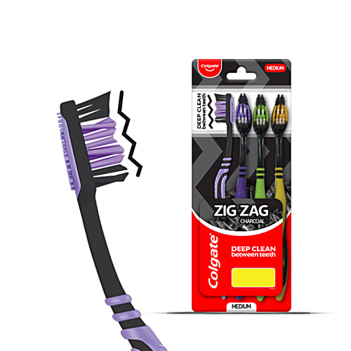 Buy Colgate Toothbrush Zigzag Black Medium 4 Pcs Online At Best