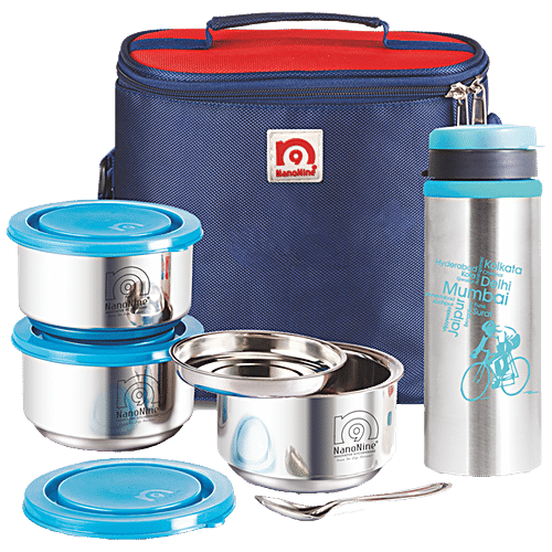 Buy NanoNine Steel Lunch/Tiffin Box Set With Bottle Bag