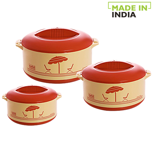 Buy Cello Casserole Set Inner Steel, Insulated, Beige, Chef