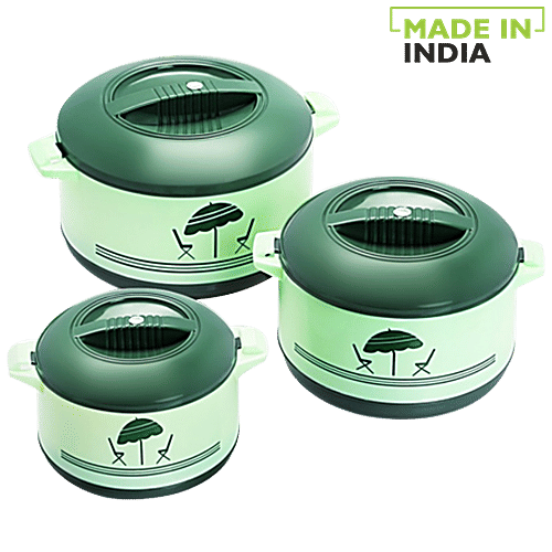 Buy Cello Casserole Set Inner Steel, Insulated, Green, Chef