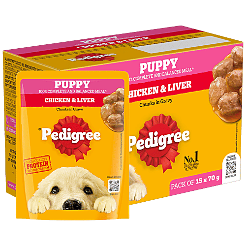 Pedigree Chicken Liver Chunks In Gravy Puppy Wet Dog Food, 70 g