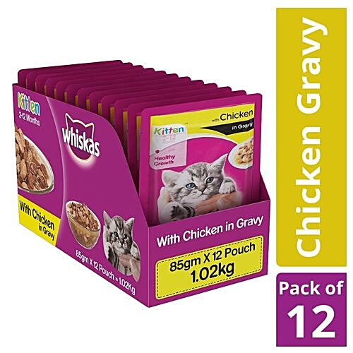 Buy Whiskas Wet Pet Food For Kitten, 2-12 Months, Chicken in