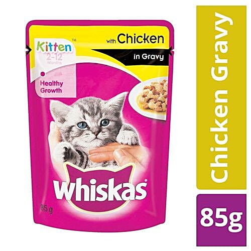 Whiskas Wet Cat Food Chicken In Gravy, For Kittens, 2-12 Months, 85 g