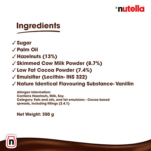 Nutella Ferrero Hazelnut Spread With Cocoa 350 Gm