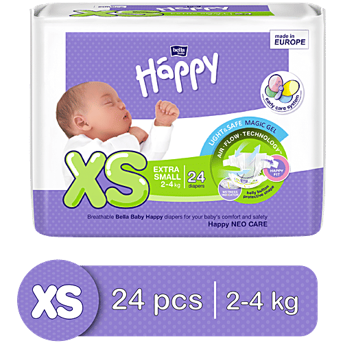 Bella Diapers Extra Small, 2-4 kg, Diaper Rash Free System, 24 pcs