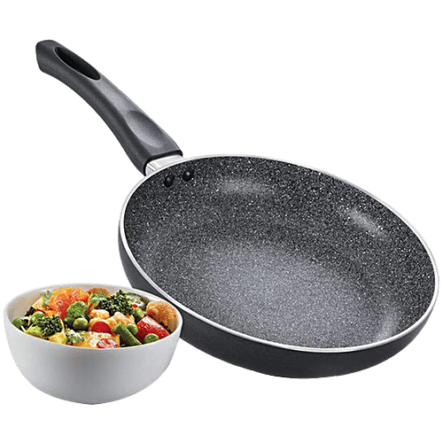 Prestige Omega Deluxe Granite Non-stick Round Base 28 cm Fry Pan Black,  L