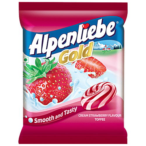 ALPENLIEBE GOLD CREAM STRAWBERRY FLAVOUR TOFFEE 330G.