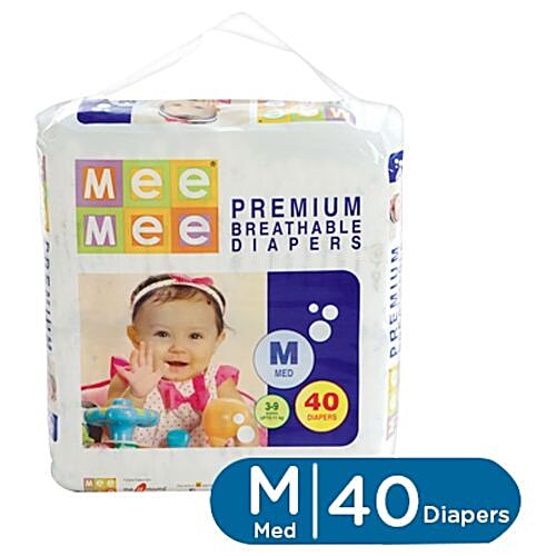 Buy Mee Mee Baby Premium Diapers Medium Size White 40 Pcs Online