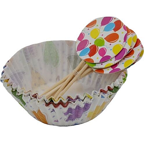 Buy DP Mould - Paper Baking Cups, Muffins/Cake, With Toppers Sticks 37 ...