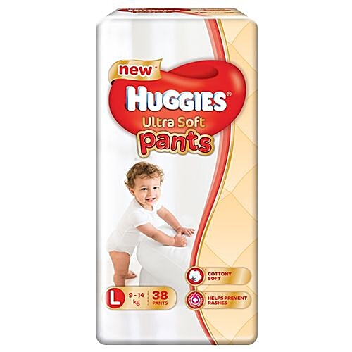 Buy Huggies Diapers Large Size, Premium, Ultra Soft Pants 38 pcs