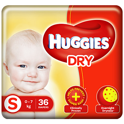 Huggies New Dry Diapers Small, Prevent Rash, Highly Absorbent, 36 pcs - Main Image