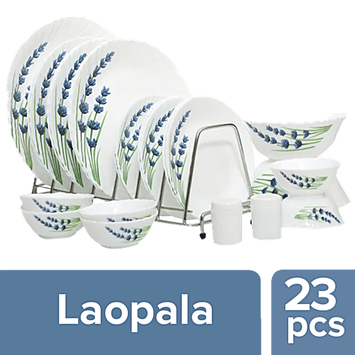 LaOpala Dinner Set Opalware, English Lavender, White, 23 pcs