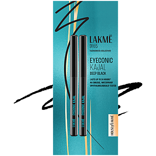 Lakme Eyeconic Kajal Twin, Deep Black 0.35 G (Pack Of 2)