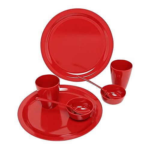 Buy Iveo Dinner Set Melamine, Plain, Red Online at Best Price of