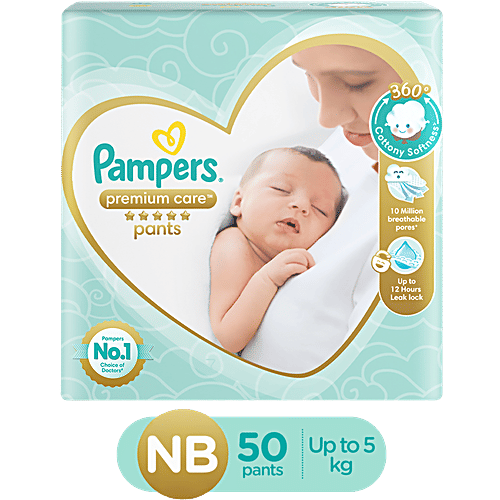 Pampers Premium Care Diaper Pants New Baby, Up to kg, Lotion with Aloe  Vera, 50 pcs