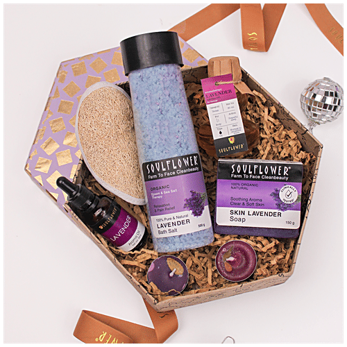 Buy Soulflower Diwali Special Gift Box, Lavender Hexagon Pack For