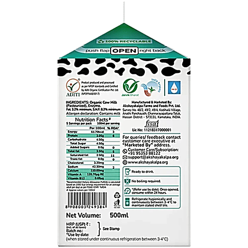 Buy Akshayakalpa Organic Cow Milk - Lactose Free Online at Best